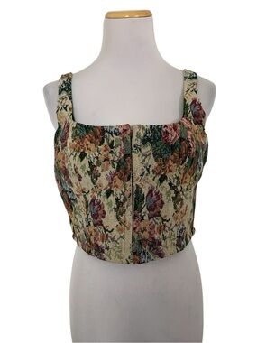 Wild Fable Floral Tapestry Jacquard Corset Bra Top Size M